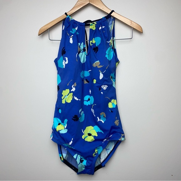Gabar Blue Floral Swim One Piece Women’s 12 - Picture 1 of 6
